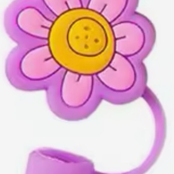 Purple & Pink Happy Face Flower Straw Cover Cap for Stanley Cup - Picture 2 of 2